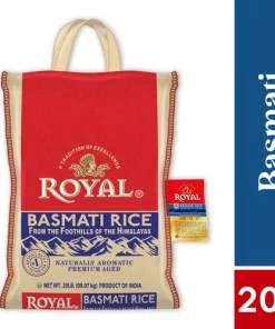 Authentic Royal Naturally Aged Long Grain Indian White Basmati Rice, 20 lb.