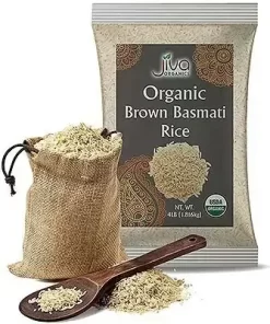 Jiva Organics Brown Basmati Rice 4 lb bag pallet