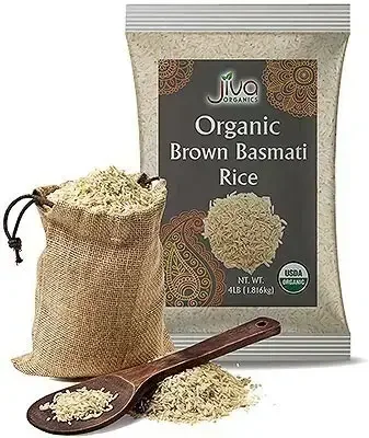Jiva Organics Brown Basmati Rice 4 lb bag pallet